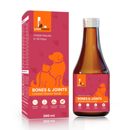 LICKICIOUS Bone & Joint Syrups with Calcium, Minerals & Vitamins, Chicken Flavour for Dogs & Cats