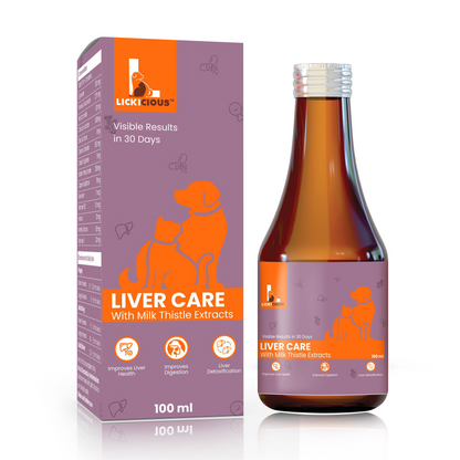 LICKICIOUS Liver Care Syrup with Milk Thistle Extract (Silymarin) Advanced Formula for Liver Support & Liver Detoxification for Dogs & Cat, Chicken Flavour Syrup